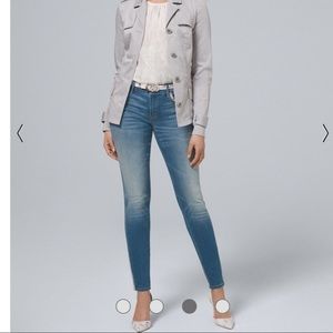 WHBM Skinny Denim with leather snake detailing!